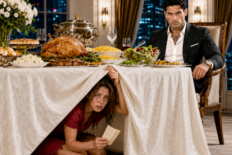 A Girl Hid Under the Mafia Boss’s Dining Table to Escape Her Ex — He Didn’t Move for 2 Whole Hours..