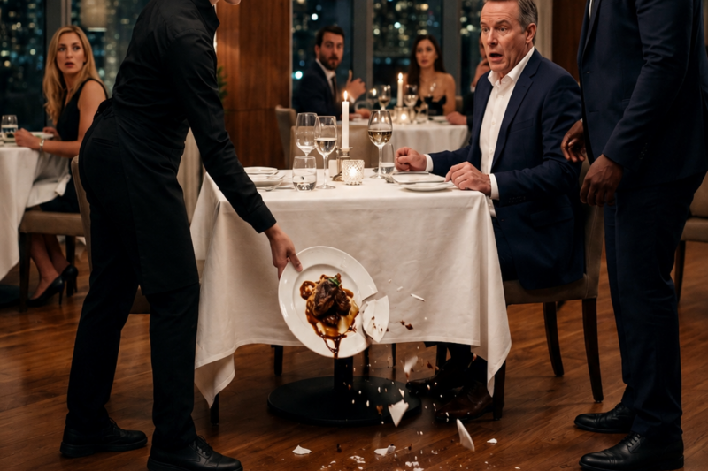 The Waitress Threw Away the CEO’s Plate — Seconds Later, His Bodyguard Realized She Saved His Life