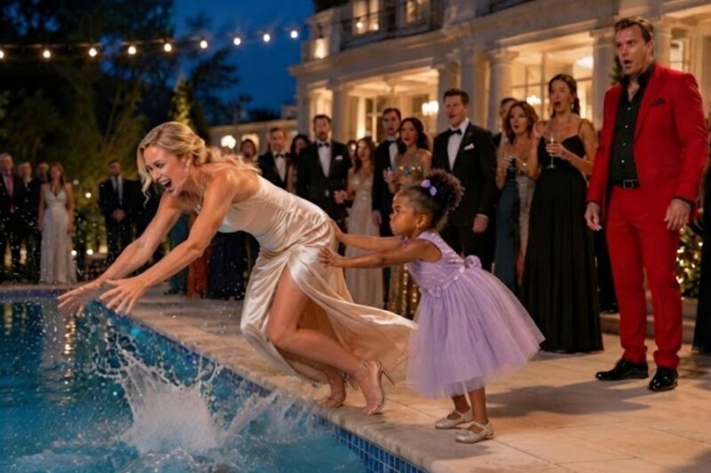 “The Maid’s Toddler Pushed the Billionaire Fiancée into the Pool— Seconds Later, Everyone Froze